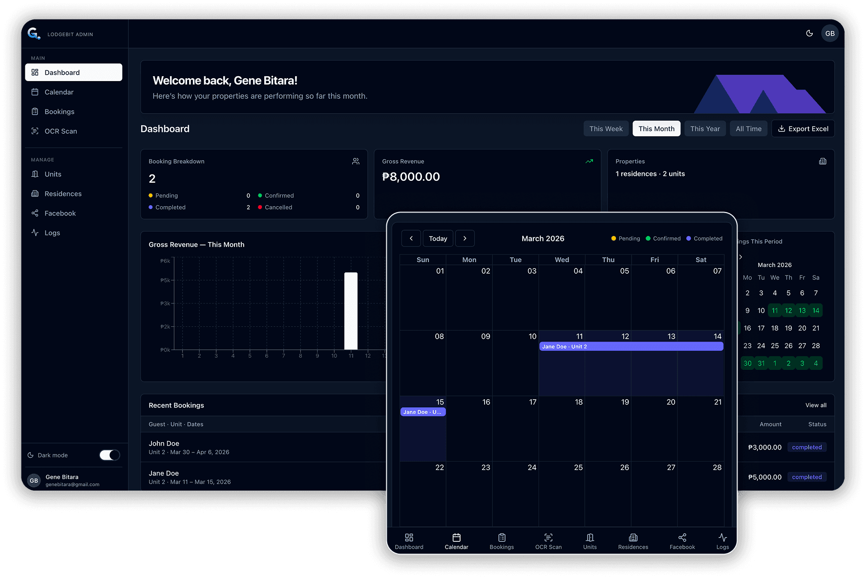 Lodgebit dashboard preview